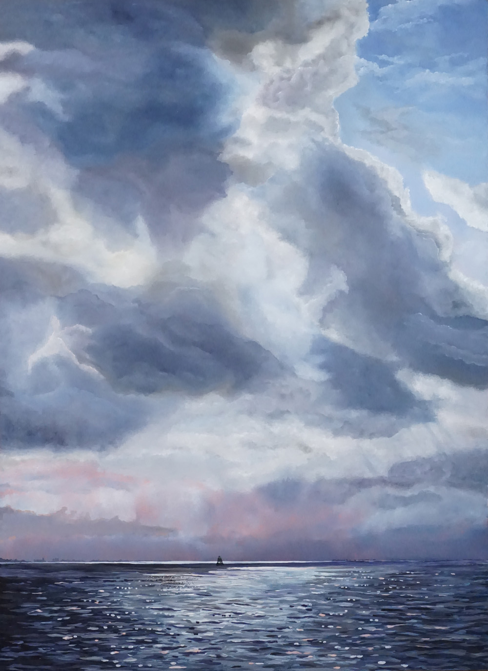 Imposante Wolken boven het Haringvliet - Olieverf - Pieter Broertjes