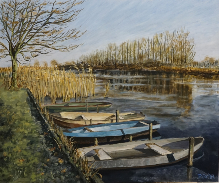 Biesbosch - Bakerskil - Winterimpressie in Olieverf - Pieter Broertjes