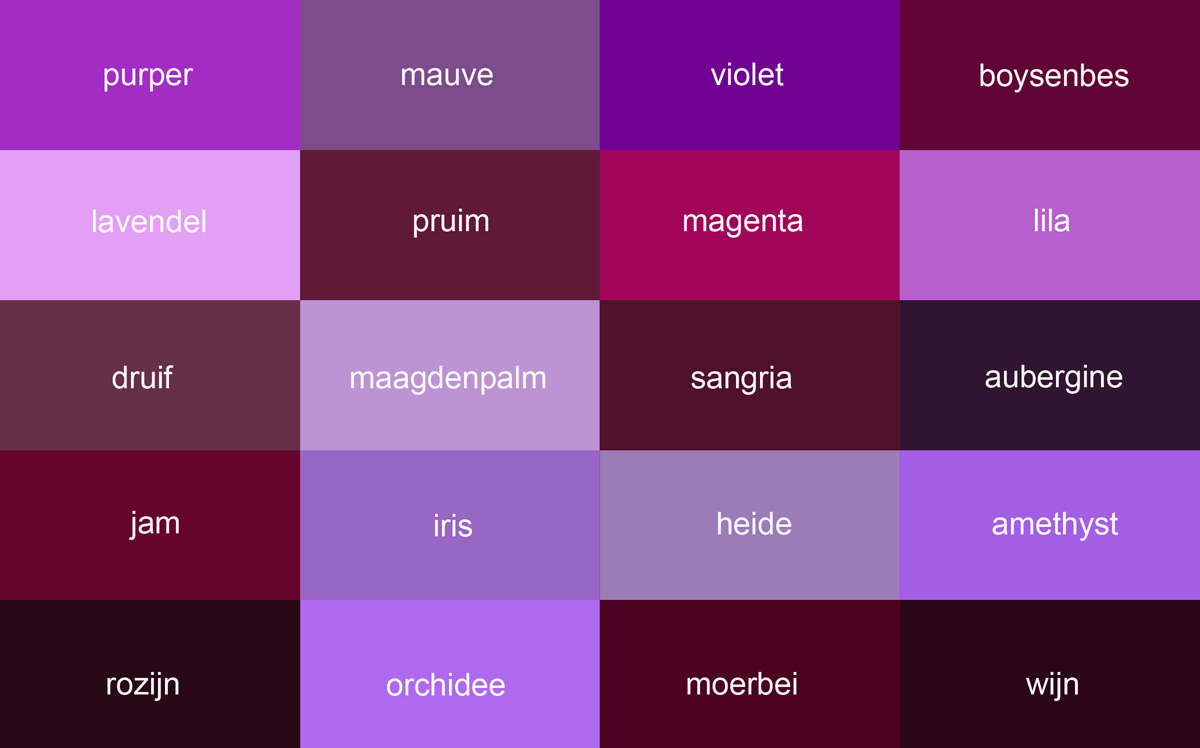 Uitbreiding behandeling Conjugeren Paars-Purper-Violet-Magenta ... wat is het verschil? - Het Palet